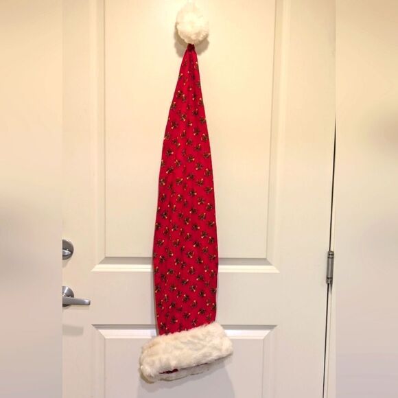 Super Fun Handmade French Horn Pattern Vintage Santa Hat - Picture 1 of 3
